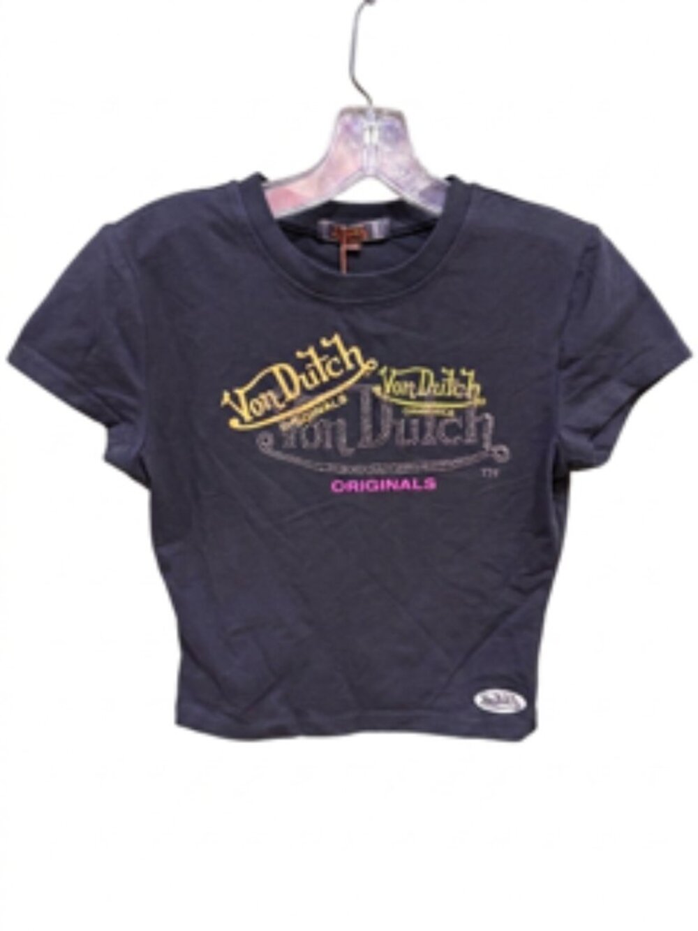 Black Von Dutch Originals rhinestone baby tee